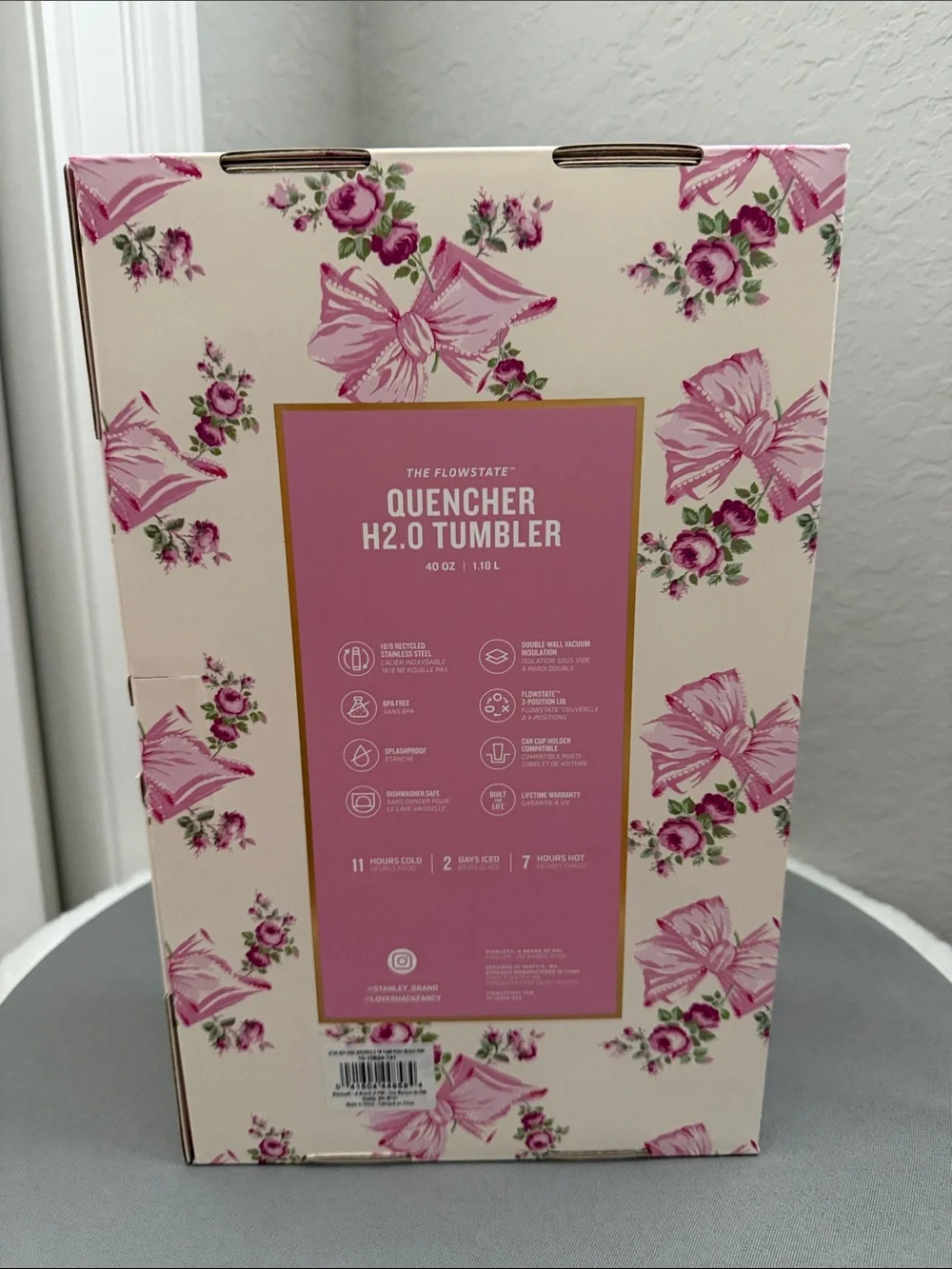 EUC Stanley Love Shack Fancy Rosa Beaux Pink 40oz Tumbler - Picture 11 of 12